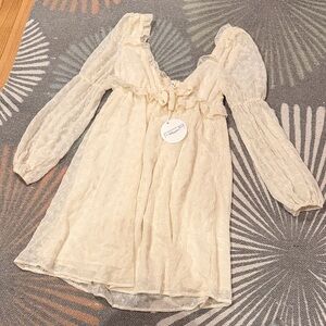 Storia Cream Eyelet Ruffle Babydoll Dress